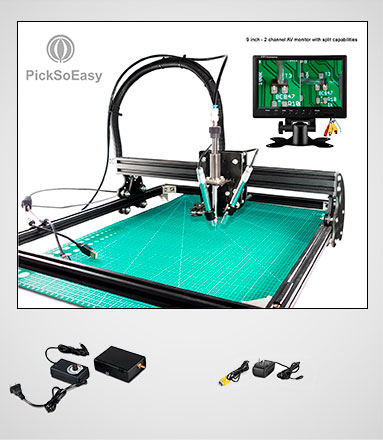 Manual pick and place machine with 2 AV microscopes and a 9 inch AV monitor